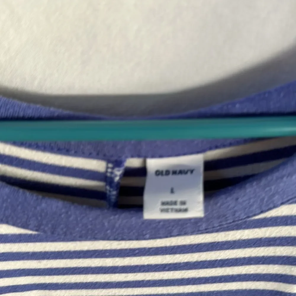 Old Navy white and periwinkle striped swing dress - Picture 3 of 5